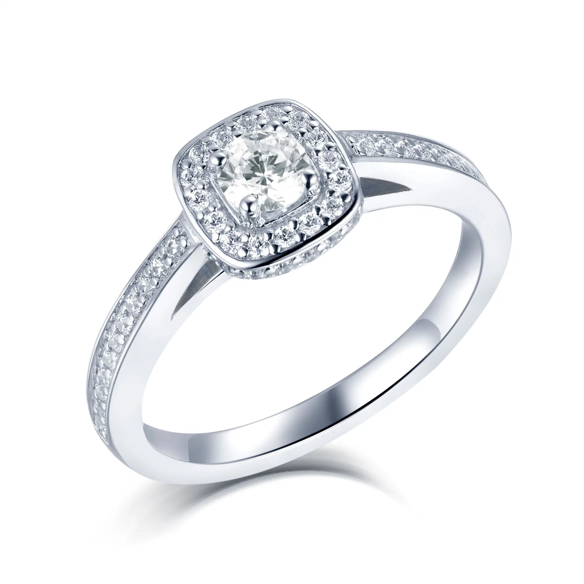 925 Sterling Silver Jewelry Wedding Ring Rhodium Plated Cubic Zircon Stone Engagement Ring