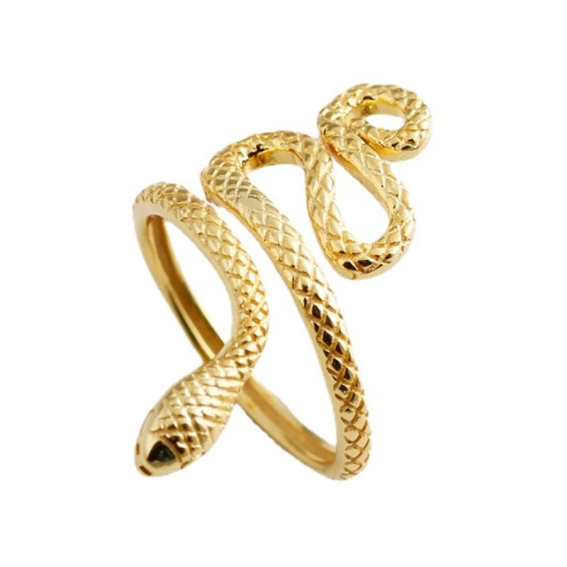 Wholesale Sanke Design Open Ring Adjustable Sterling Silver Rings Women Gold Plated Rings Snake Jewelry