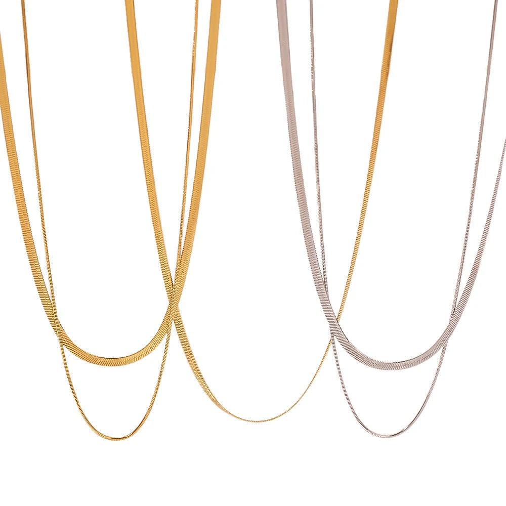 Simple Waterproof Jewelry Stainless Steel Snake Chain Herringbone Necklace Bijoux Minimaliste En Acier Inoxydable