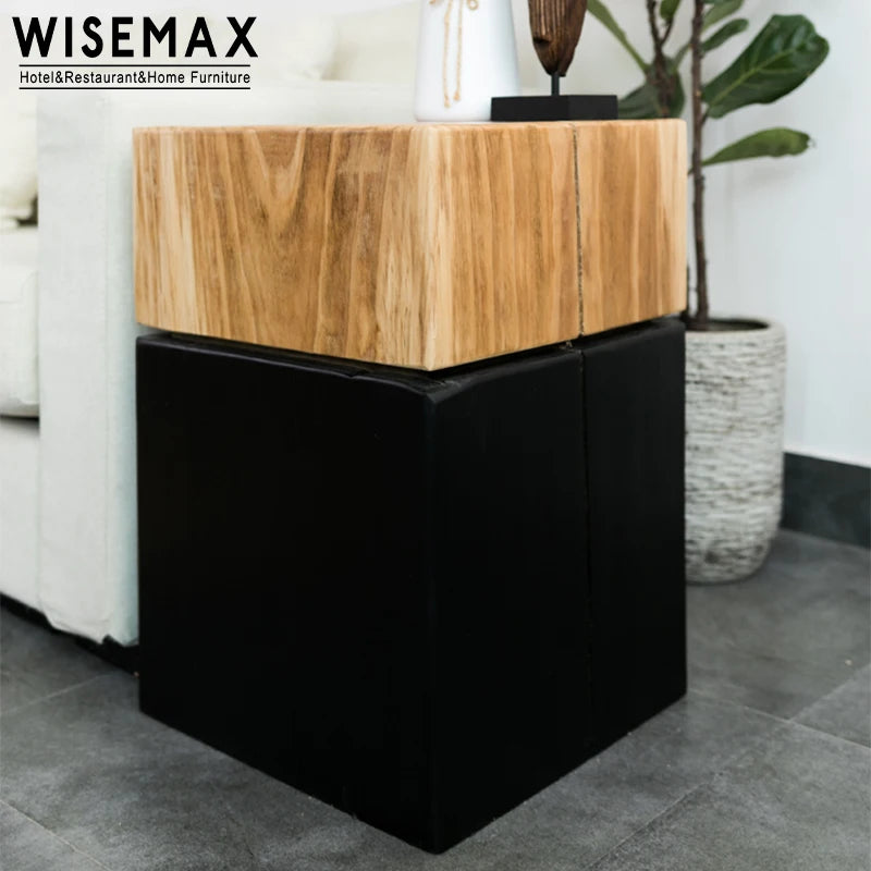 WISEMAX FURNITURE Retro square Living Room Hotel Coffee Table Nordic Creative Modern Wooden Side Table square Stool Chair