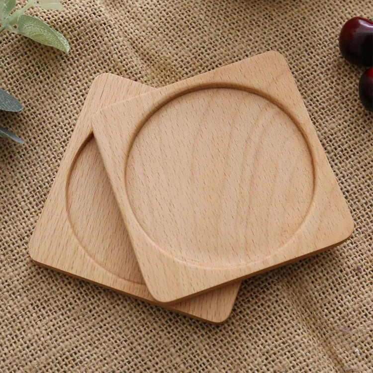 Personalised Print Logo Custom Bulk Beer Drink Round Square Blank Wood Wooden Cup Coaster for Engraving