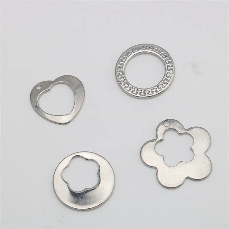 Stainless Steel Flower Love Ring Geometric Pendant Earring Accessories Tagor Jewelry DIY Ornaments