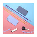 Multi Functions Washable Dirt-proof Smellless Eco Friendly Blue Silicone Rubber Cellphone Neck Strap Silicon Gel Keys Lanyard