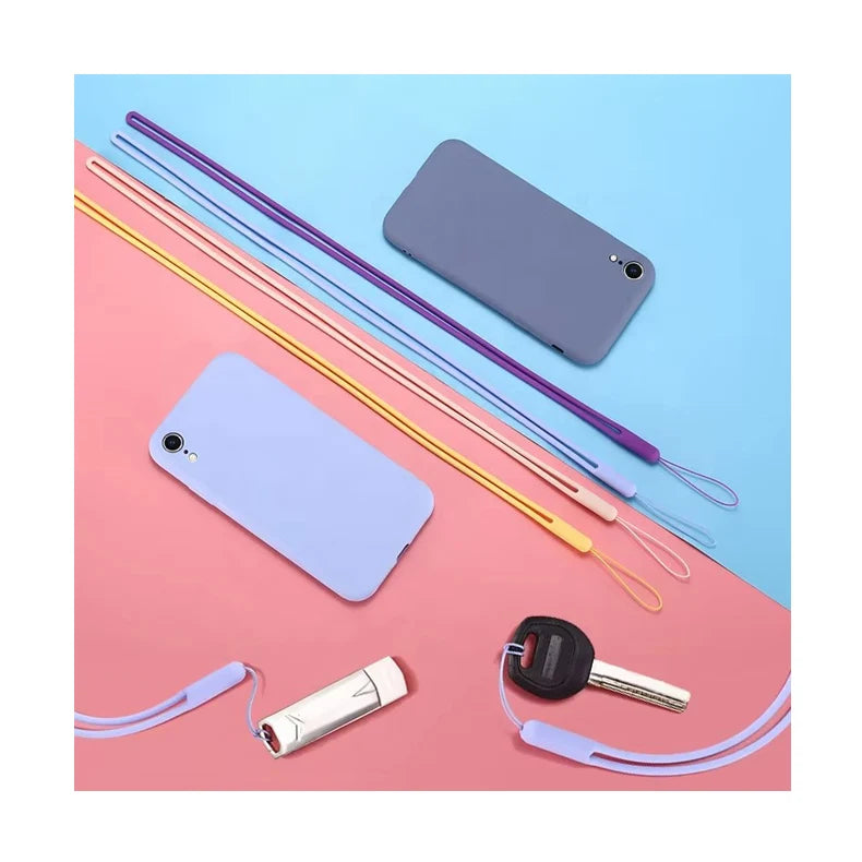Multi Functions Washable Dirt-proof Smellless Eco Friendly Blue Silicone Rubber Cellphone Neck Strap Silicon Gel Keys Lanyard