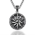 Unisex Personalized Jewelry Stainless Steel Amulet Sun Design Round Pendant Necklace
