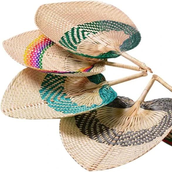 Hot Selling Woven Hand Crank Fan Hand Woven   Fan with  PatterHandmade