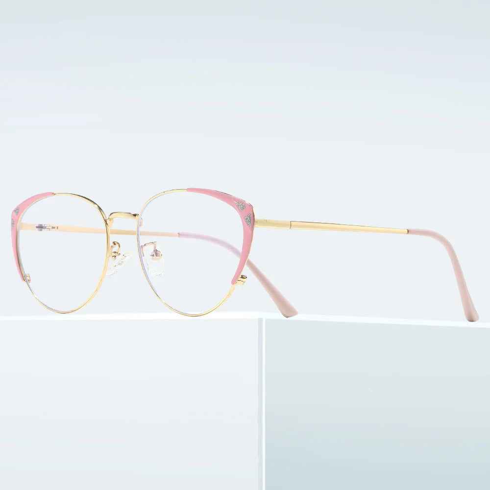 Metal Glasses Frame Women Vintage Eyeglasses Frames Prescription Eyewear Stylish Spring Hinges Optical Spectacle Eye
