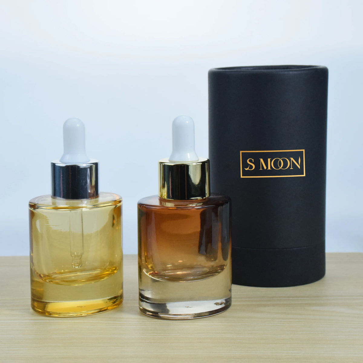Thick Bottom 30ml 1oz Oval Glass Serum Bottle Oval Shape Amber Glass Essential Oil Bottle With Golden Silver Dropper