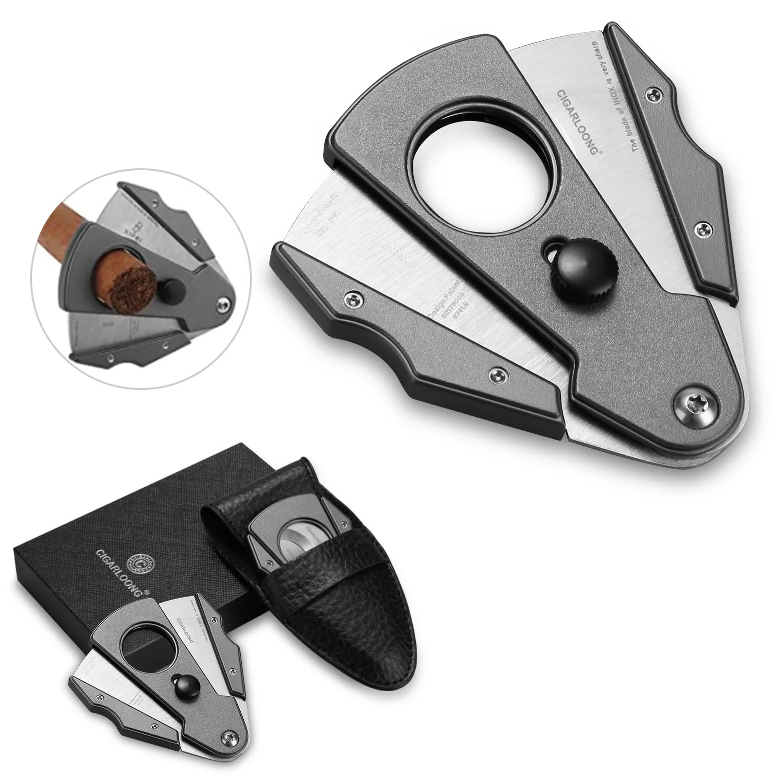 CIGARLOONG New Custom Logo Smoking Cigar Accessories Double Blade Cutter Stainless Steel Whole Sale