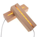 Creative USB Remote Touch LED Night Light Holder Beech Wood Base Rectangular Acrylic Long Strip for Bedroom Middle Wooden Bases