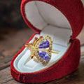 Tanzanite & Diamond 925 Silver Wedding Ring Fashionable Natural Yellow Gold Plating with Stone Resizable Religious Style