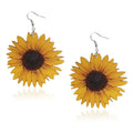 You Are My Sunshine Jewelry Wood Drop Dangle Earrings Fashion Handmade Daisy Sunflower Natural Birthday Gifts for Women Custom