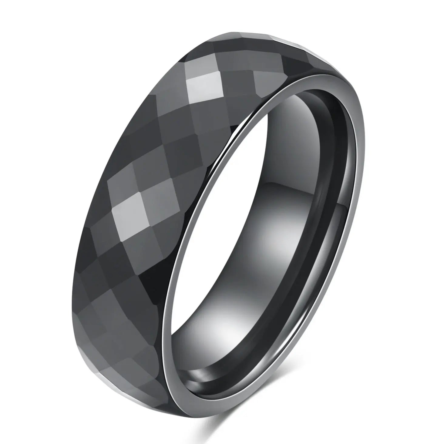 Finger Rings Men Rings Personalized 6mm Rhombus Solid Ceramic Rings Jewelry Design Zirconia Wholesale New Minimalist Black White