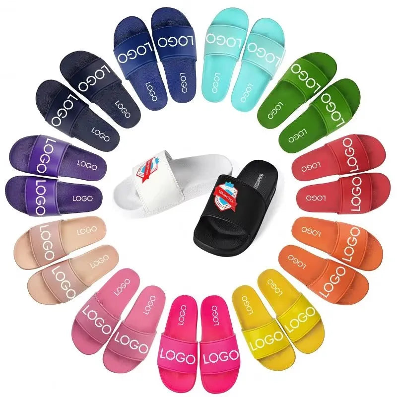 Wholesale Customization LOGO Men's & Women's Spring Summer Autumn Anti-Slip Quick-Drying Light Weight PVC Outdoor Home Slide