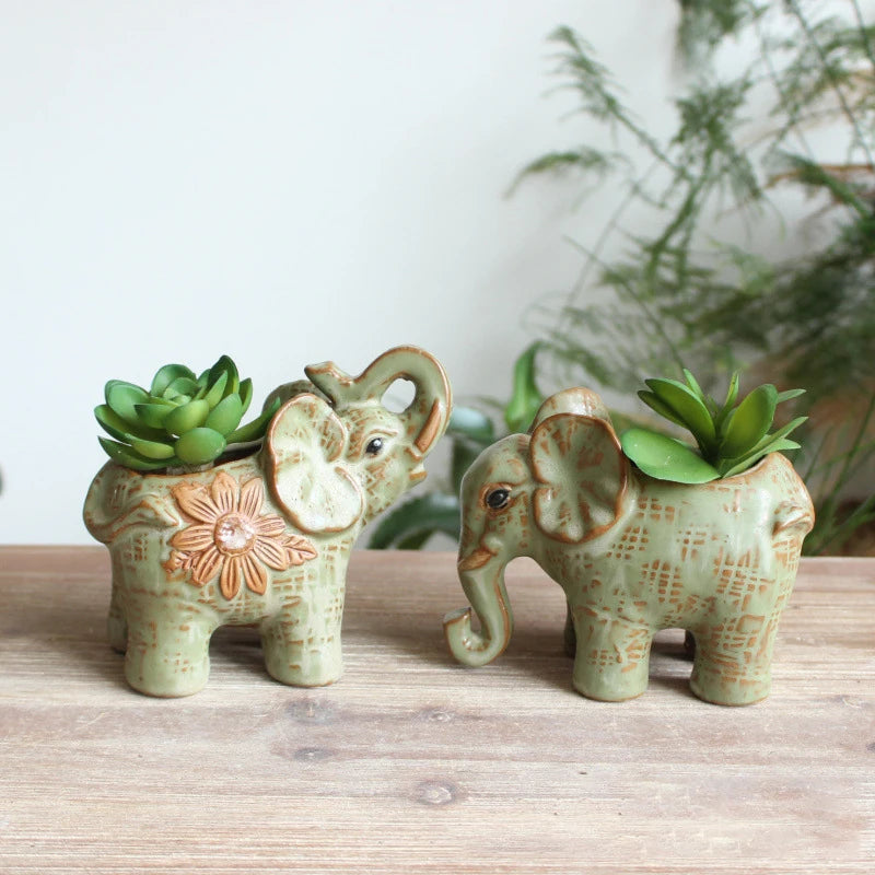 Wholesale Modern Creative Elephant Shape Ceramic Small Mini Plant Succulent Pot Tabletop Vase