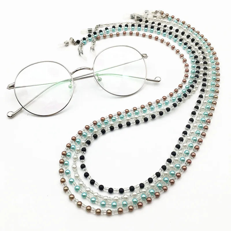 Women's Beaded Facemask Strap Chain Sunglasses Holder and Reading Glasses Lanyard Elegant Eyeglasses Parts