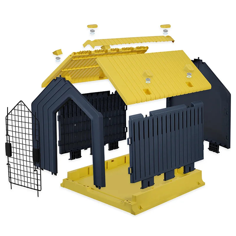 Factory Direct Custom Outdoor Waterproof Triangle Breathable Pet Cage Button Closure Plastic Dog House for Backyard Garden