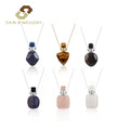 Wholesale Natural Gemstone Lapis Lazuli Rose Quartz Crystal Necklace Aromatherapy Essential Oil Perfume Bottle Pendant Necklace