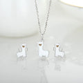 OEM ODMM Handmade 925 Sterling Silver Llama Pendant Necklace & Earring Set Cute Alpaca Design Enamel Anima Jewelry Set
