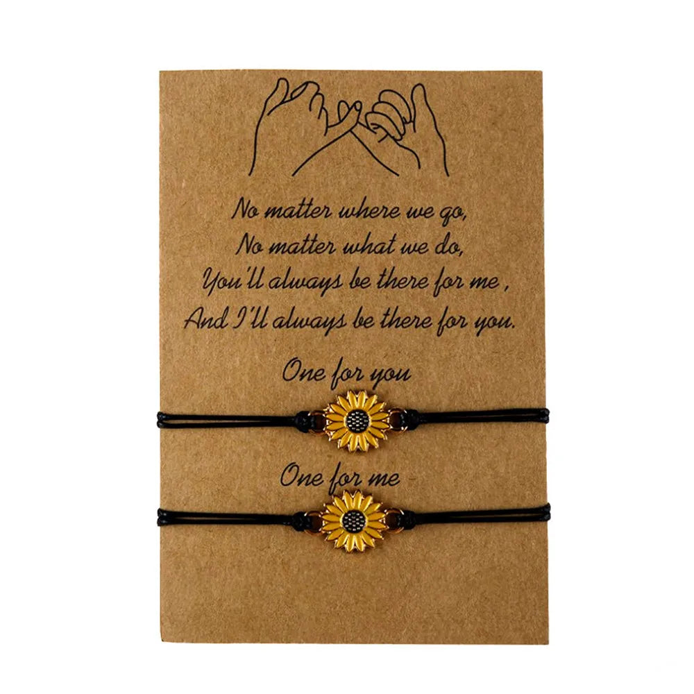 Wholesale Alloy Sunflower Sunflower Daisy Wax Thread Woven Bracelet Adjustable Rope Friendship Bracelets for Women Jewelry