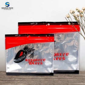 Three Sides Sealing Private Label Plastic Rallable Fishing Bait Bags One Side Silver Metallic