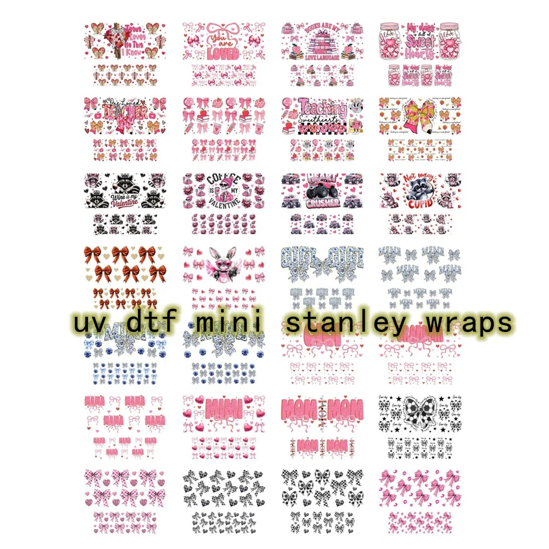 Factory  Wholesale Custom Mini Wraps UV DTF Printing Fashion Logo UV DTF Stanley Keychain UV  Wraps Transfers Stickers Label