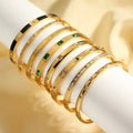 Nabest Fashion Stainless Steel Green Emerald Bangles Non Tarnish 18k Gold Plated Zirconia Jewelry Bracelets & Bangles