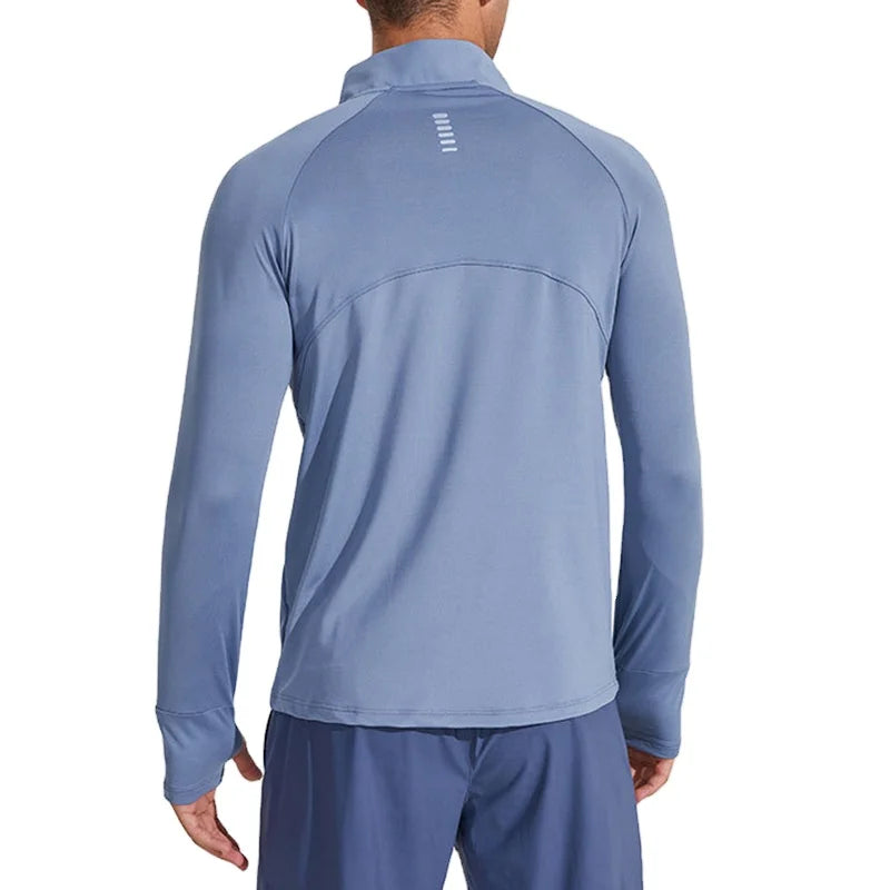 Aoyema Quality Quick Dry Mens Sports T-Shirt Sportswear Long Sleeve Running Gym Clothing Fitness Compression Shirt Zip