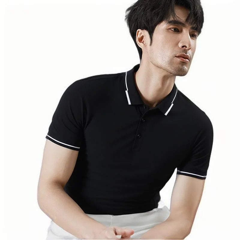 Luxury Men's Navy Polo Shirt Slim Fit Custom Logo High Quality  Cotton Short Sleeve Business Casual Polo Shirts for Men
