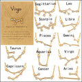 Dainty Silver Gold Plated Crystal Zircon Astrology Horoscope Pendant 12 Zodiac Sign Necklace Jewelry for Women