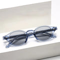 Fashion Small Oval Women Luxury Sunglasses Retro Rivets Men Transparent Blue Shades UV400 Small Oval Sun Glasses