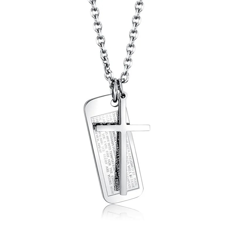 High Quality Stainless Steel Cross Pendant Chain Religious Jewelry with Letters Fine Chains Necklaces for Promotional Purpose