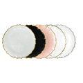 Custom Elegant Gold Rim Flower Edge Wedding Luxury Eco-Friendly Glass Color Enamel Charger Plates for Wedding Birthday Parties