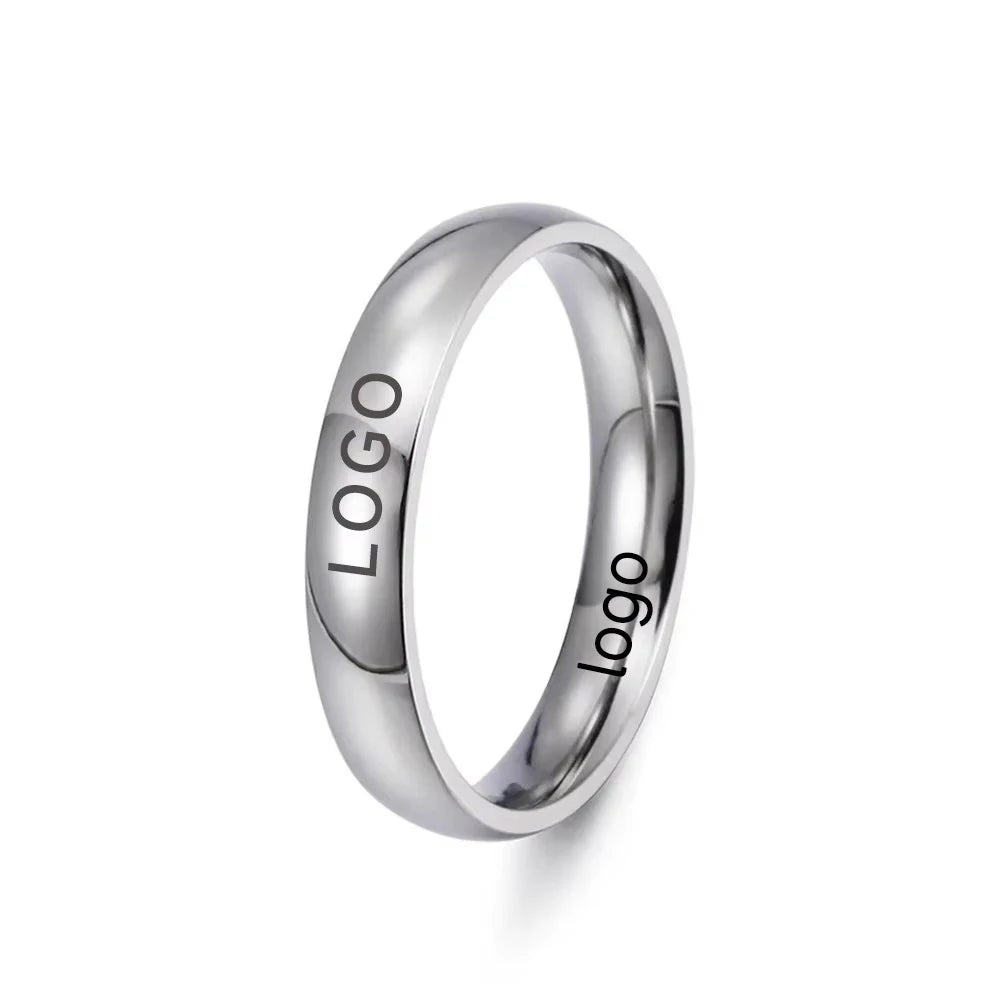 ShuoyeW 4MM Stainless Steel Ring Silver Black Rose Gold Blue Plate Inner Outer Balls Basic Stainless Steel Ring Finger Ring 422