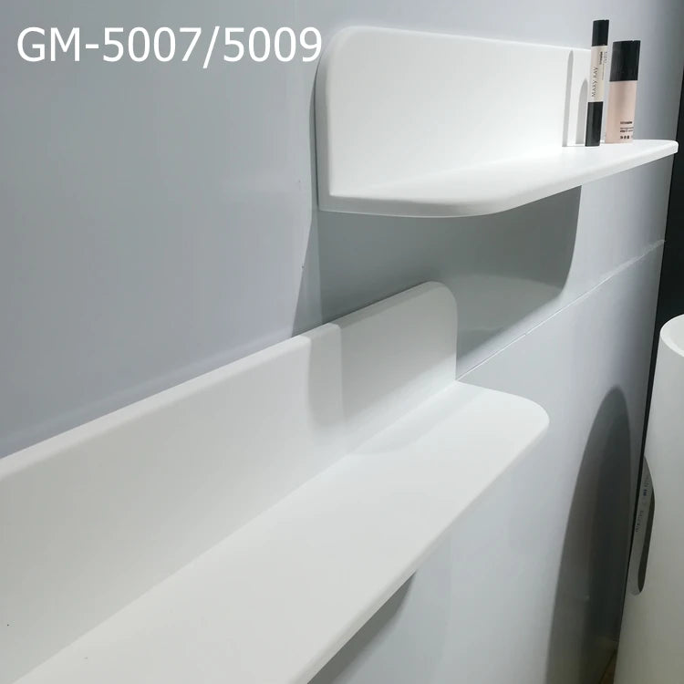 Modern White Solid Surface Resin Stone Durable Wall-Mounted Bathroom Corner Shelf for Hotel Use