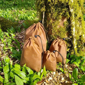 Waxed Canvas Storage Bag Heavy Duty Oil Coated Pouch Reusable Vintage Sack for Daily Outdoor Travel Use