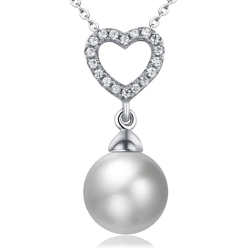 Heart-Shaped Love Letters Beads Necklace Silver 925 Sterling Silver Necklace Jewelry Silver 925 Necklace