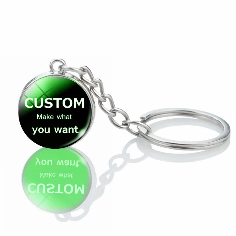 Personalized Keychain Custom Luminous Logo Gall Ball Keychain Keyring Purse Charm Christmas Gifts Can Glow in the Dark