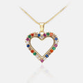 Classic Heart Colorful Zircon Pendant Brass Jewelry 18K Gold Plated Women Necklace Pendant Accessories