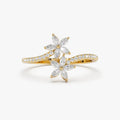 Dainty 14k Gold Plated Minimalist 925 Sterling Silver Open Style Adjustable Cz Diamond Daisy Flower Ring for Women