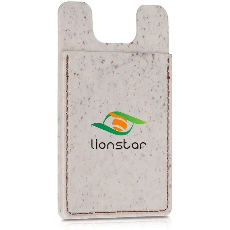Factory Wholesale ID Card Holder Case Biodegradable Wheat Straw Universal Mobile Phone Sleeve Support Wallet Credit Card Holder