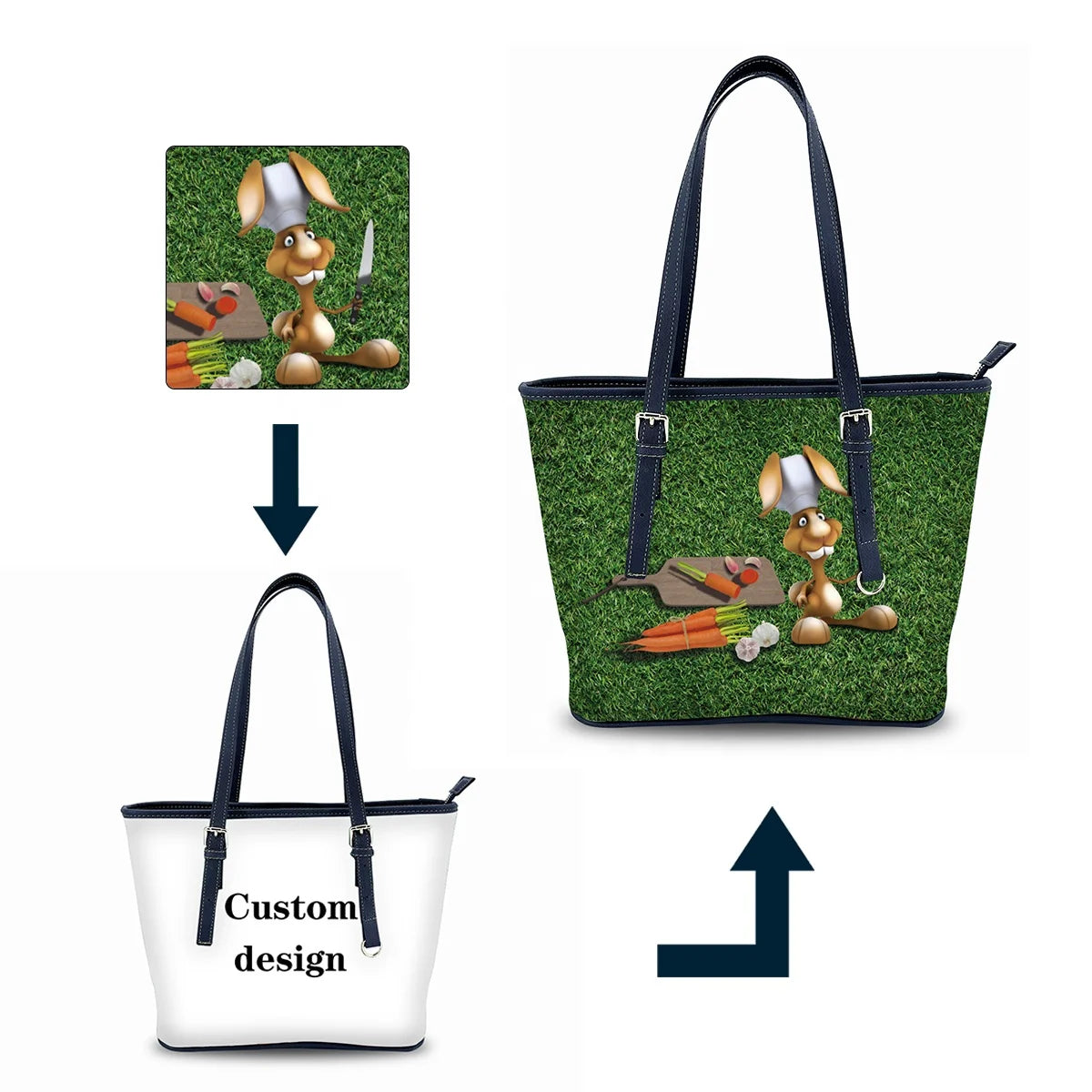 New Customization Luxury Brand Ladies Tote Hand Bags Foldable Tote Shopping Bag Metal Zipper for Handbag