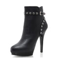 New women's large thick heel black 13 cm high heels large women's short boots combat boots fashion boots