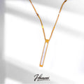 HOVANCI New Exquisite Stainless Steel Shell Bar Necklace 18K Gold Plated Bar Pendant Necklace