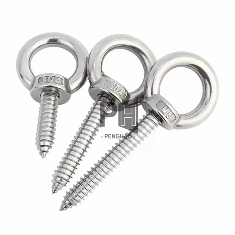 304 Stainless Steel Hanger Ring Self-tapping Screws with Round Ring Hooks Self-drilling Sheep's Eye Ring Type Wood Hanger Bolt