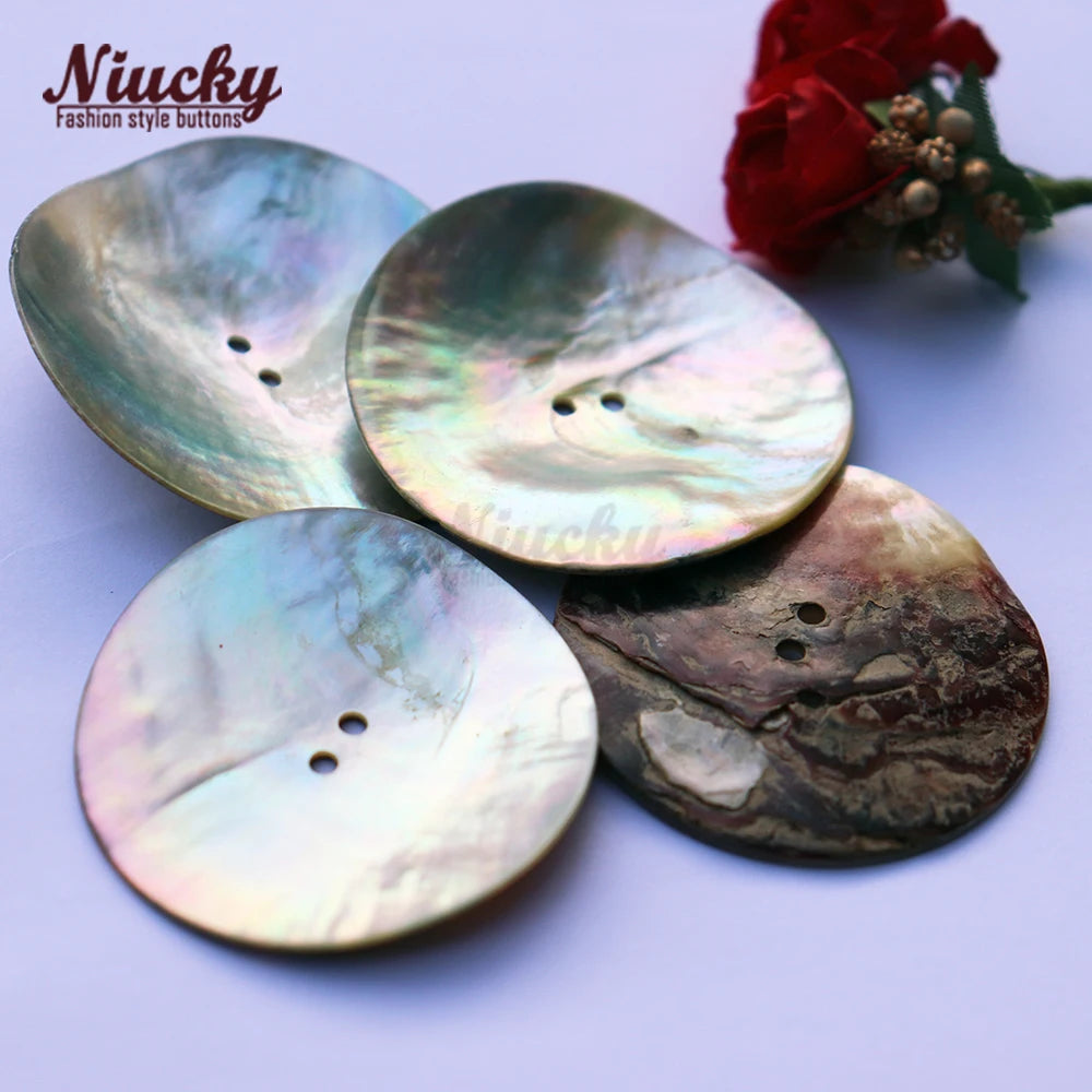 35mm-50mm Large Akoya Shell 2-Holes Flatback Washable Buttons for Sewing DIY Decorative Accessories Natural Real Shell Sewing