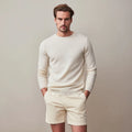 Licheng Men's Lightweight Cotton-Linen Crewneck Sweater Breathable Summer Knitwear