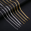 18K Gold & Stainless Steel Plated Herringbone Chain Necklace Flat Snake 3mm 4mm 5mm 2mm Trendy Geometric Style for Men Women