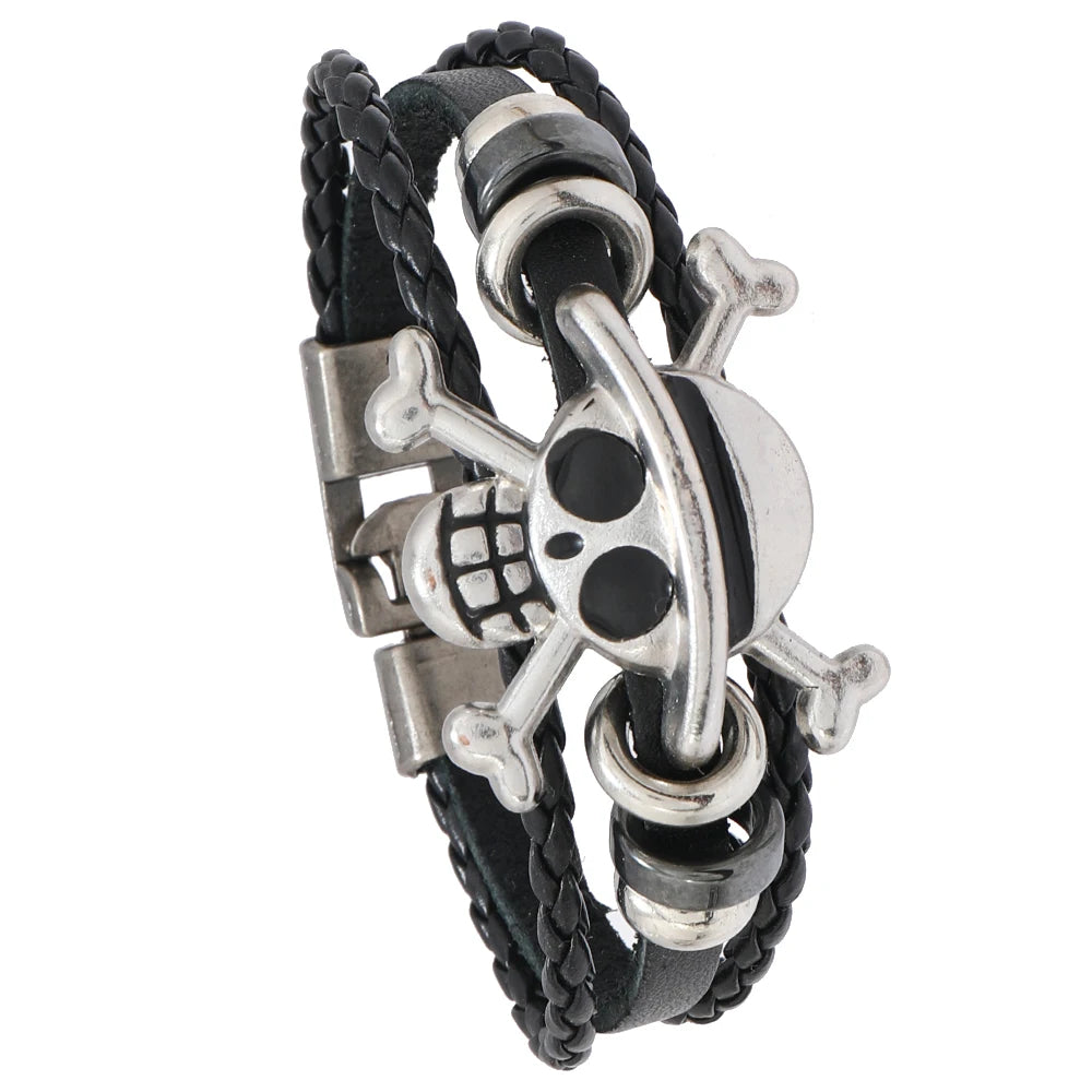 Wholesale Punk Rock Skull Cuff Bracelet Fashion Jewelry for Men and Women Leather Bracelet