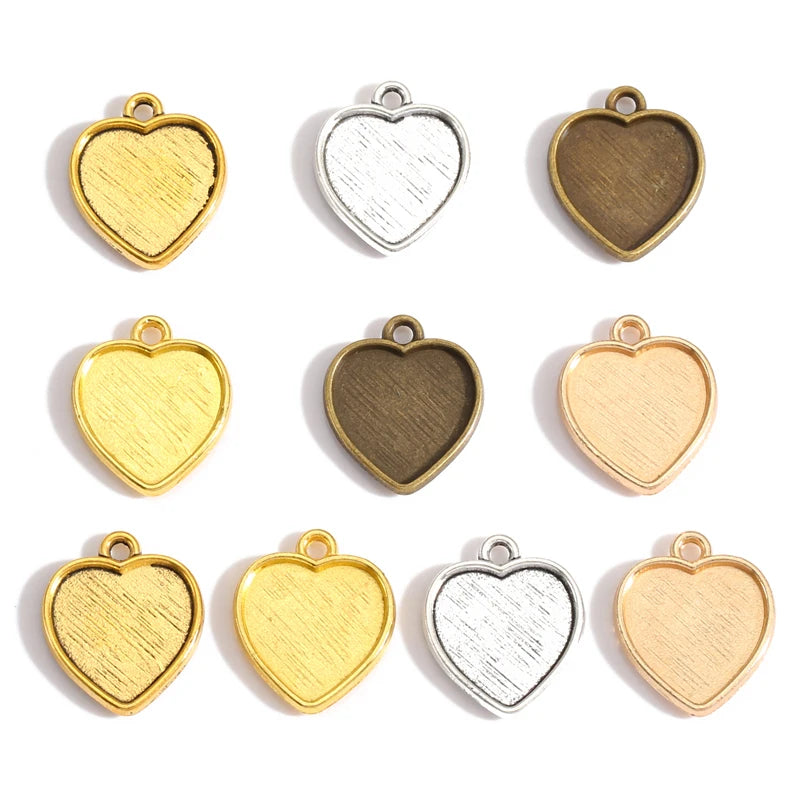 Heart Charms Metal Pendants for Antique Necklace Bracelet Jewelry Hand Made 19*16mm A74